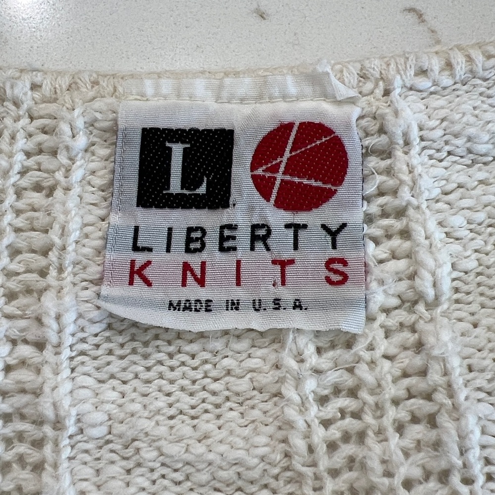 Vintage Liberty Knits Made in USA Open Knit V-Neck Sweater - Picture 5 of 9